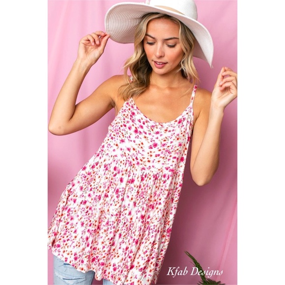 ❤️IN STOCK! Dizzy Floral Blush Soft Jersey Tiered Ruffle Top! - Picture 6 of 9